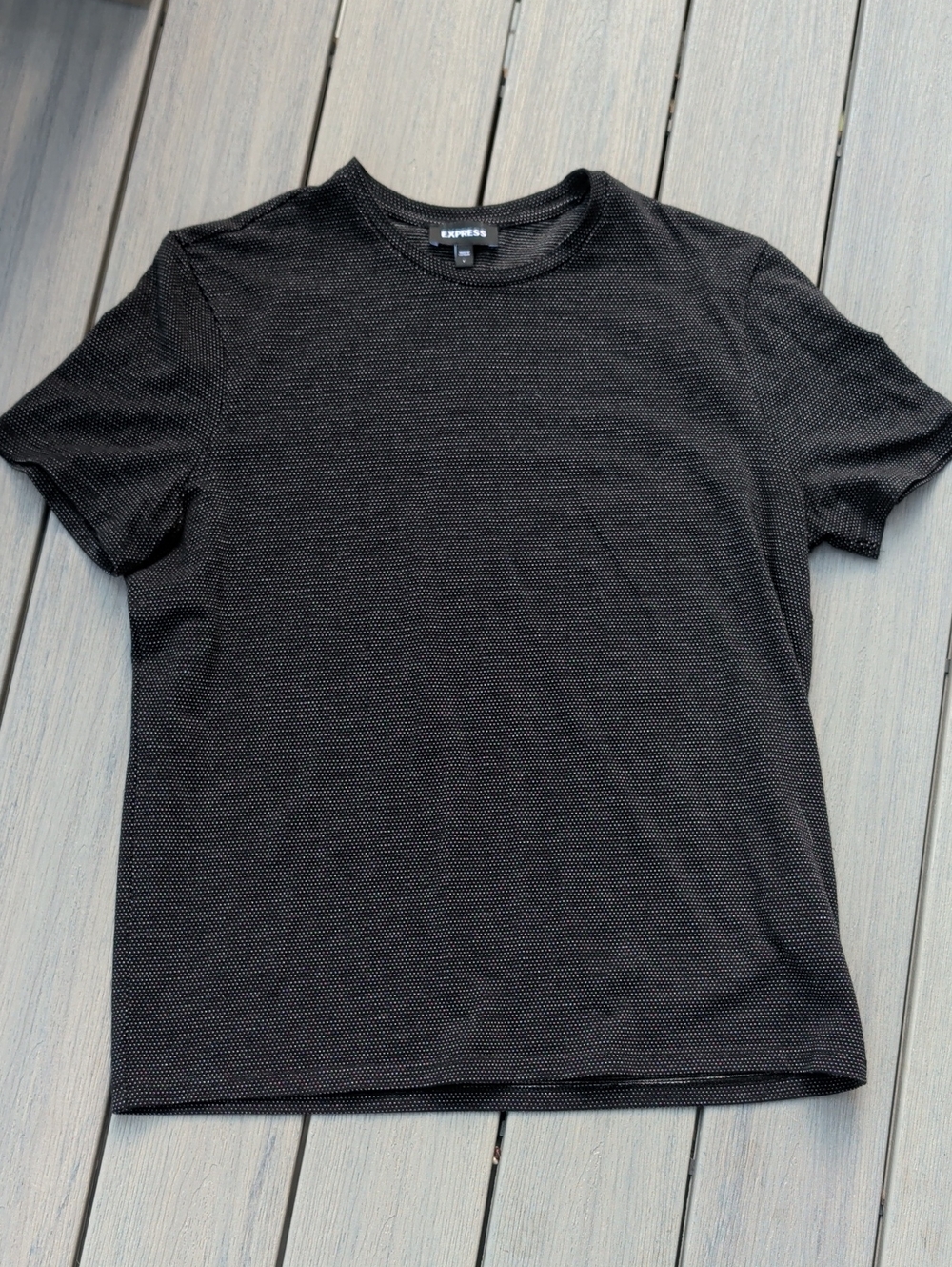 Express Black Textured Short Sleeve Crew Neck Tee